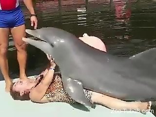 Sexy dolphin dry-humping a kinky redhead granny