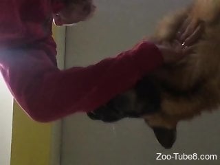 Mature guy with a hairy asshole gets fucked by a dog