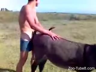 Dude is going to fuck a twisted animal from behind